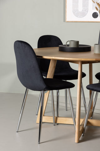 Venture Home Yakidon Matbord - Gummiträ / Eklook MDF + Polar Matstol - Svart sammet / Krom _4