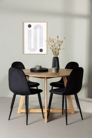 Venture Home Yakidon Matbord - Gummiträ / Eklook MDF +Polar Matstol - Svarta ben / Svart sammet _4