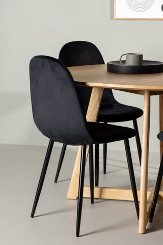 Venture Home Yakidon Matbord - Gummiträ / Eklook MDF +Polar Matstol - Svarta ben / Svart sammet _4