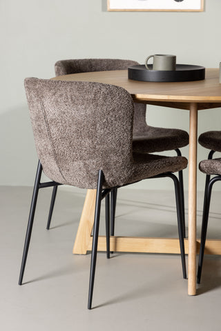 Venture Home Yakidon Matbord - Gummiträ / Eklook MDF + Modesto Matstol - Grå / Rökt Svart Boucle _4