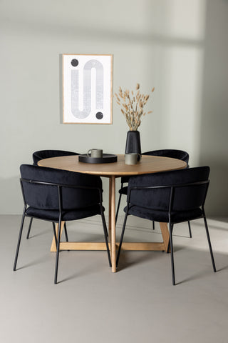 Venture Home Yakidon Matbord - Gummiträ / Eklook MDF +Selma Matstol - Svart / Svart sammet _4