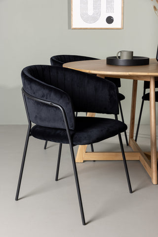 Venture Home Yakidon Matbord - Gummiträ / Eklook MDF +Selma Matstol - Svart / Svart sammet _4