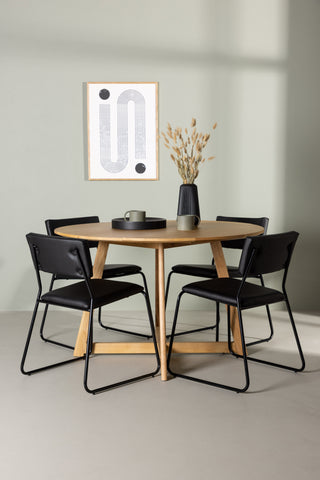 Venture Home Yakidon Matbord - Gummiträ / Eklook MDF +Kenth Stol - Svart / Svart PU _4