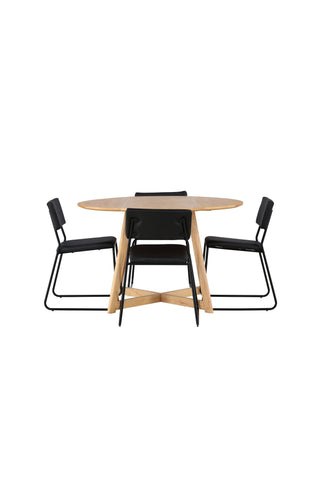 Venture Home Yakidon Matbord - Gummiträ / Eklook MDF +Kenth Stol - Svart / Svart PU _4