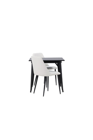 Venture Home Tempe Matbord - Svart / Svart MDF + Nattmatstol - Svart / Vit PU _2
