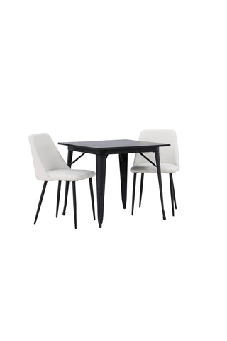 Venture Home Tempe Matbord - Svart / Svart MDF + Nattmatstol - Svart / Vit PU _2
