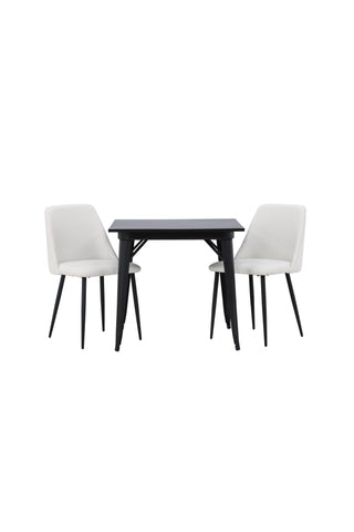 Venture Home Tempe Matbord - Svart / Svart MDF + Nattmatstol - Svart / Vit PU _2