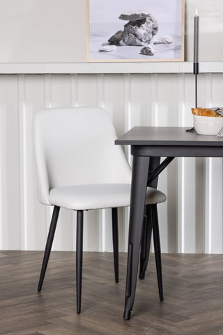 Venture Home Tempe Matbord - Svart / Svart MDF + Nattmatstol - Svart / Vit PU _2