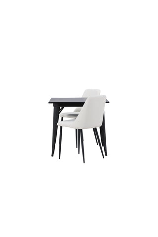 Venture Home Tempe Matbord - Svart / Svart MDF + Nattmatstol - Svart / Vit PU _2