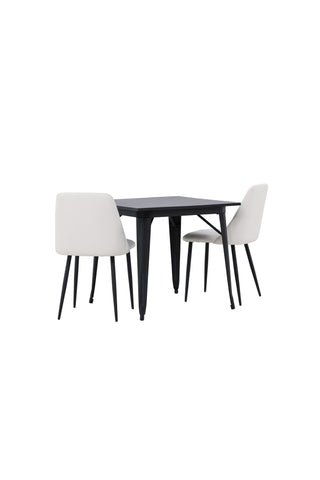 Venture Home Tempe Matbord - Svart / Svart MDF + Nattmatstol - Svart / Vit PU _2