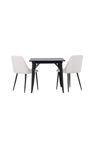 Venture Home Tempe Matbord - Svart / Svart MDF + Nattmatstol - Svart / Vit PU _2