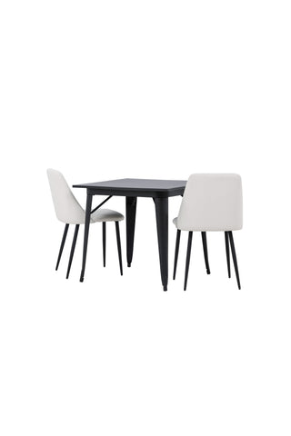 Venture Home Tempe Matbord - Svart / Svart MDF + Nattmatstol - Svart / Vit PU _2