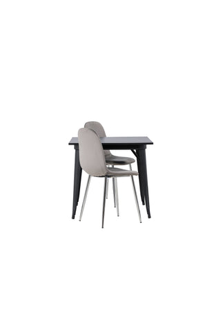 Venture Home Tempe Matbord - Svart / Svart MDF +Eva Matstol - Ljusgrå / Ljusgrå Sammet _2