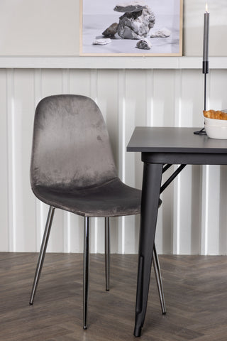 Venture Home Tempe Matbord - Svart / Svart MDF +Eva Matstol - Ljusgrå / Ljusgrå Sammet _2