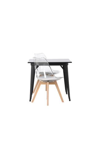 Venture Home Tempe Matbord - Svart / Svart MDF +Edvin Matstol - Natur / PET (sittdyna vit) PET-yta, sits med vanlig svamp _2