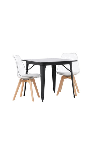 Venture Home Tempe Matbord - Svart / Svart MDF +Edvin Matstol - Natur / PET (sittdyna vit) PET-yta, sits med vanlig svamp _2