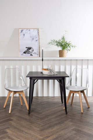 Venture Home Tempe Matbord - Svart / Svart MDF +Edvin Matstol - Natur / PET (sittdyna vit) PET-yta, sits med vanlig svamp _2