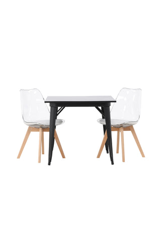 Venture Home Tempe Matbord - Svart / Svart MDF +Edvin Matstol - Natur / PET (sittdyna vit) PET-yta, sits med vanlig svamp _2