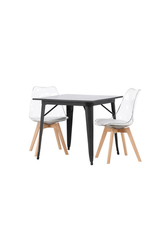 Venture Home Tempe Matbord - Svart / Svart MDF +Edvin Matstol - Natur / PET (sittdyna vit) PET-yta, sits med vanlig svamp _2