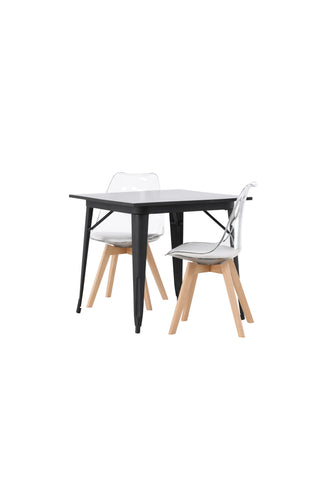 Venture Home Tempe Matbord - Svart / Svart MDF +Edvin Matstol - Natur / PET (sittdyna vit) PET-yta, sits med vanlig svamp _2