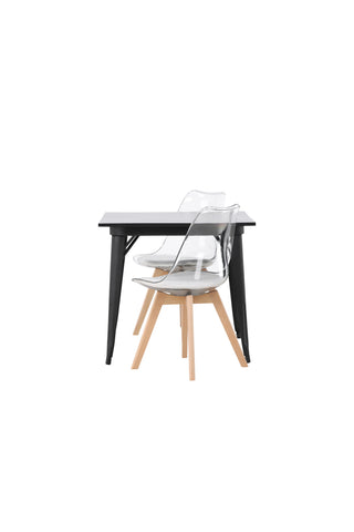 Venture Home Tempe Matbord - Svart / Svart MDF +Edvin Matstol - Natur / PET (sittdyna vit) PET-yta, sits med vanlig svamp _2