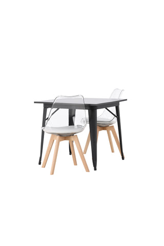 Venture Home Tempe Matbord - Svart / Svart MDF +Edvin Matstol - Natur / PET (sittdyna vit) PET-yta, sits med vanlig svamp _2