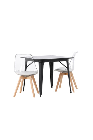 Venture Home Tempe Matbord - Svart / Svart MDF +Edvin Matstol - Natur / PET (sittdyna vit) PET-yta, sits med vanlig svamp _2