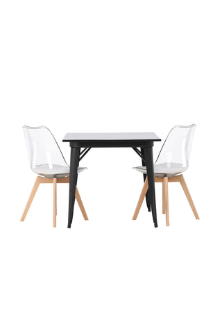 Venture Home Tempe Matbord - Svart / Svart MDF +Edvin Matstol - Natur / PET (sittdyna vit) PET-yta, sits med vanlig svamp _2