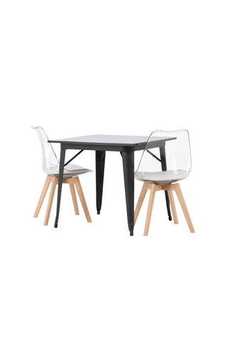 Venture Home Tempe Matbord - Svart / Svart MDF +Edvin Matstol - Natur / PET (sittdyna vit) PET-yta, sits med vanlig svamp _2