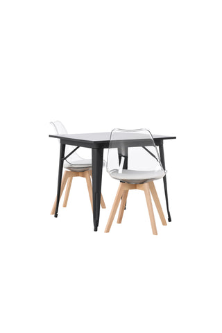 Venture Home Tempe Matbord - Svart / Svart MDF +Edvin Matstol - Natur / PET (sittdyna vit) PET-yta, sits med vanlig svamp _2