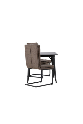 Venture Home Tempe Matbord - Svart / Svart MDF +Zizo Matstol - Svart / Brunt Mikrofibertyg _2