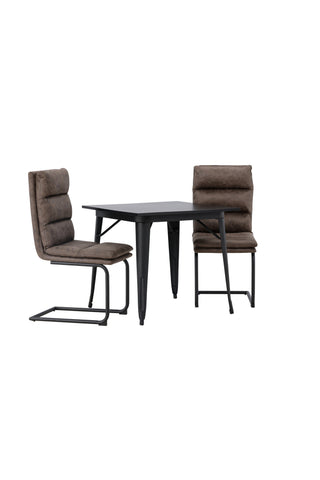 Venture Home Tempe Matbord - Svart / Svart MDF +Zizo Matstol - Svart / Brunt Mikrofibertyg _2