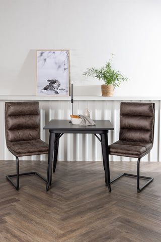 Venture Home Tempe Matbord - Svart / Svart MDF +Zizo Matstol - Svart / Brunt Mikrofibertyg _2