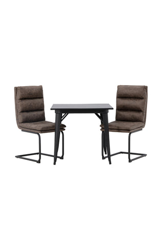 Venture Home Tempe Matbord - Svart / Svart MDF +Zizo Matstol - Svart / Brunt Mikrofibertyg _2