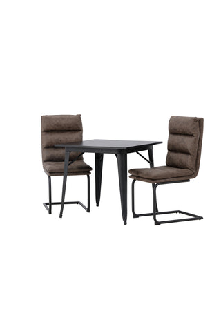 Venture Home Tempe Matbord - Svart / Svart MDF +Zizo Matstol - Svart / Brunt Mikrofibertyg _2