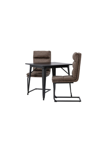 Venture Home Tempe Matbord - Svart / Svart MDF +Zizo Matstol - Svart / Brunt Mikrofibertyg _2
