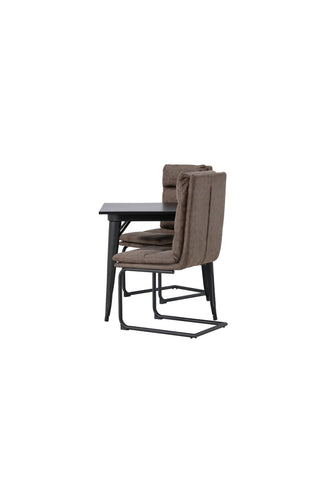 Venture Home Tempe Matbord - Svart / Svart MDF +Zizo Matstol - Svart / Brunt Mikrofibertyg _2