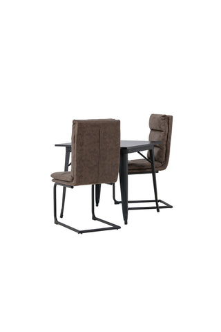 Venture Home Tempe Matbord - Svart / Svart MDF +Zizo Matstol - Svart / Brunt Mikrofibertyg _2