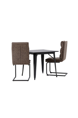 Venture Home Tempe Matbord - Svart / Svart MDF +Zizo Matstol - Svart / Brunt Mikrofibertyg _2