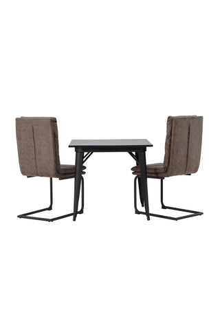 Venture Home Tempe Matbord - Svart / Svart MDF +Zizo Matstol - Svart / Brunt Mikrofibertyg _2