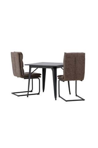 Venture Home Tempe Matbord - Svart / Svart MDF +Zizo Matstol - Svart / Brunt Mikrofibertyg _2