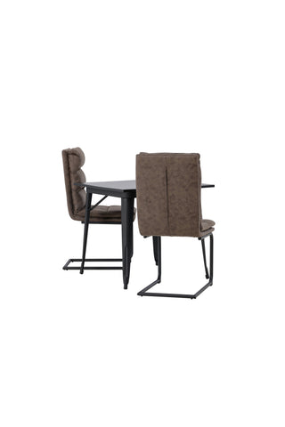 Venture Home Tempe Matbord - Svart / Svart MDF +Zizo Matstol - Svart / Brunt Mikrofibertyg _2