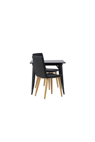 Venture Home Tempe Matbord - Svart / Svart MDF +Today Matstol - Natur / Svart PU _2