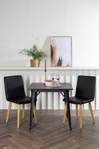 Venture Home Tempe Matbord - Svart / Svart MDF +Today Matstol - Natur / Svart PU _2