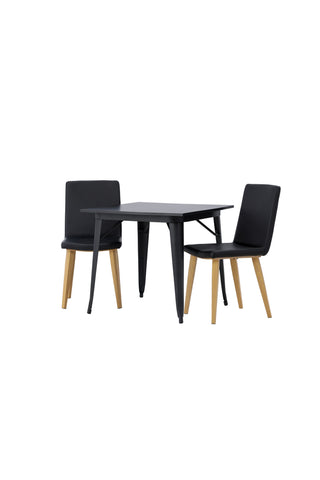 Venture Home Tempe Matbord - Svart / Svart MDF +Today Matstol - Natur / Svart PU _2