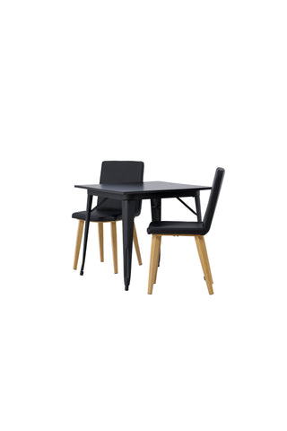 Venture Home Tempe Matbord - Svart / Svart MDF +Today Matstol - Natur / Svart PU _2