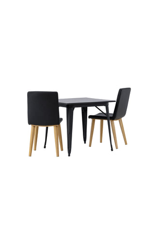 Venture Home Tempe Matbord - Svart / Svart MDF +Today Matstol - Natur / Svart PU _2