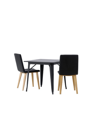 Venture Home Tempe Matbord - Svart / Svart MDF +Today Matstol - Natur / Svart PU _2