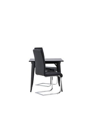 Venture Home Tempe Matbord - Svart / Svart MDF + Tempo Matstol - Kromat ben / Svart PU _2
