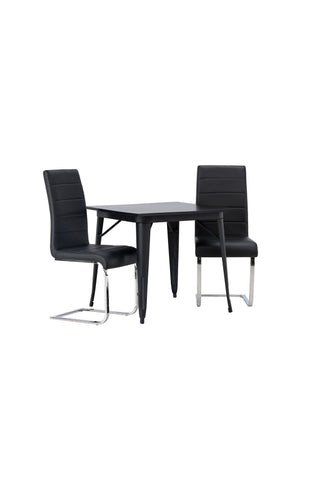Venture Home Tempe Matbord - Svart / Svart MDF + Tempo Matstol - Kromat ben / Svart PU _2